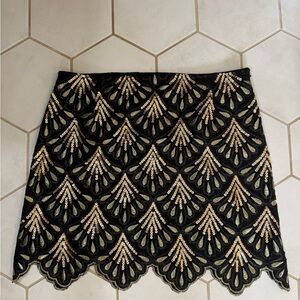 Boutique Mini Gold Sequin Scalloped Skirt NYE Holidays